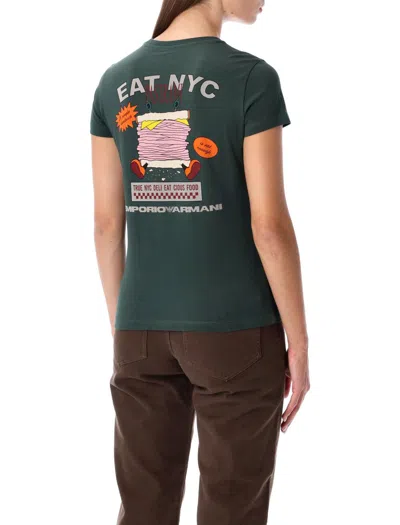 Emporio Armani New York Capsule Collection Oversized Printed Jersey T-shirt In Green