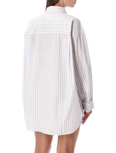 Remain Birger Christensen Remain Remain Oversized Multicolor Striped Shirt In White