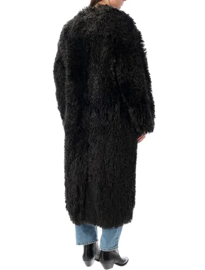 Stand Studio Carolina Eco Fur Curl  Coat In Black