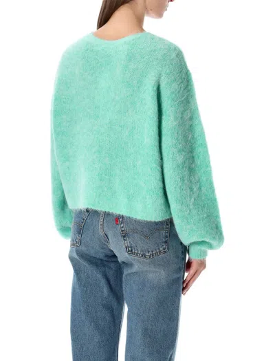 American Vintage Niby Cropped Mint Mohair Cardigan In Green