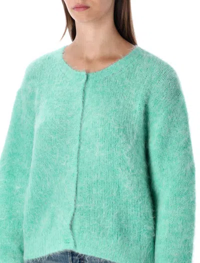 American Vintage Niby Cropped Mint Mohair Cardigan In Green