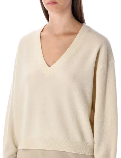 American Vintage Raxow Wool V-neck Sweater In Neutral