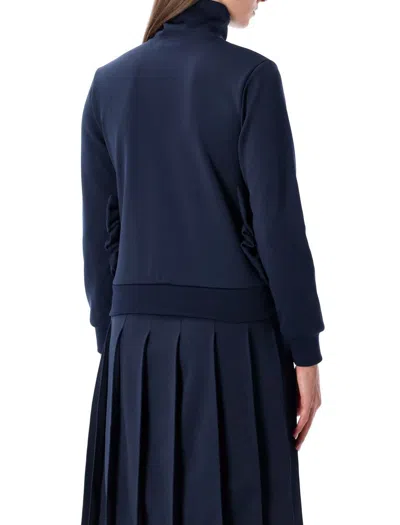 Comme Des Garçons Girl Navy Zip Sweatshirt With Ruffle Pockets In Blue