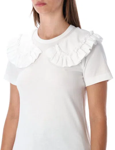 Comme Des Garçons Romantic Ruffle Collar Short Sleeve Top In White