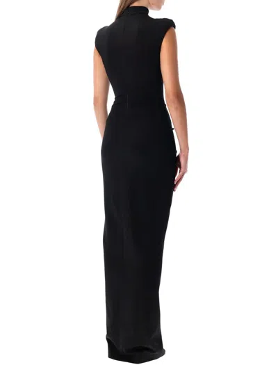 Balmain Zipped Compact Jersey Slit Long Dress Clothing In Black