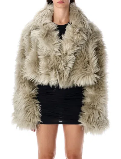 The Latest Thelatest Short Ice-white Faux Fur Coat In White