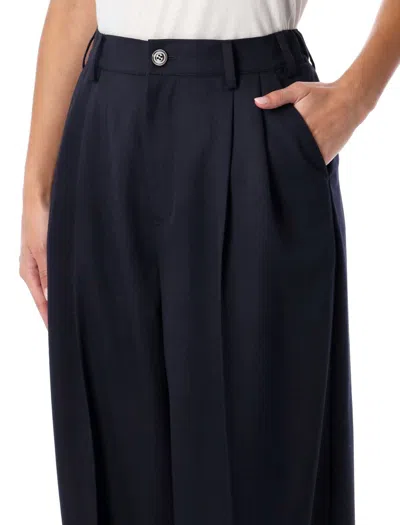 Soeur Frejus Navy Blue Wool Trousers In Black