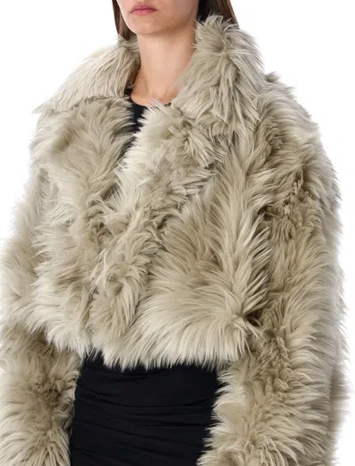 The Latest Thelatest Short Ice-white Faux Fur Coat In White