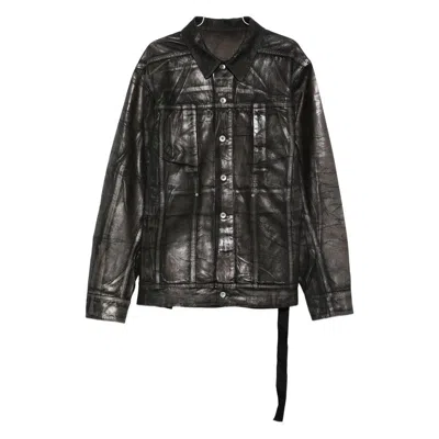 Rick Owens Drkshdw Jumbo Metallic-effect Denim Jacket In Black