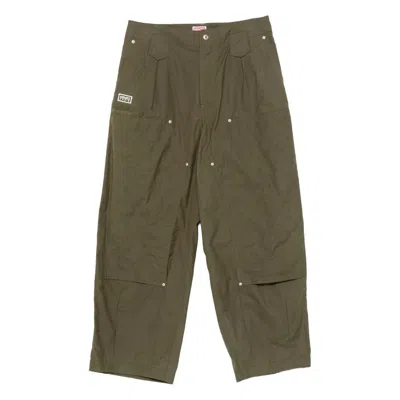 Kenzo Cotton Trousers With Quilted Pattern And Pockets In Multi