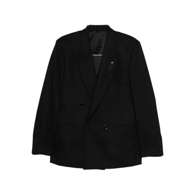 Lardini Double-breasted Blazer In Black