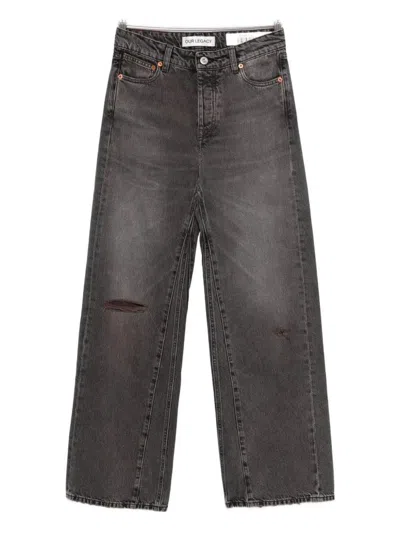 Our Legacy Distressed Wide-leg Jeans With Faded Black Wash In Black