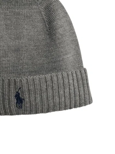 Polo Ralph Lauren Grey Wool Beanie In Gray