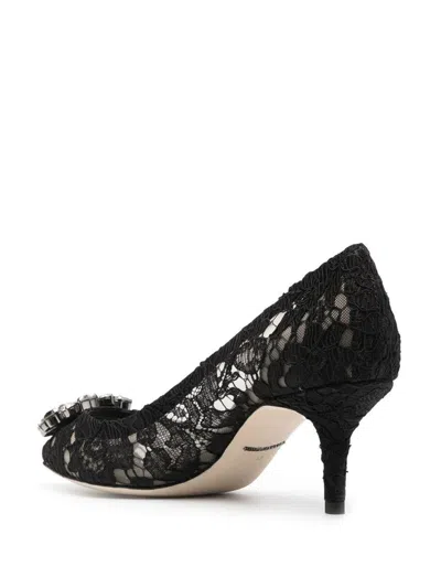 Dolce & Gabbana Lace Rainbow Pumps With Brooch Detailing Shoes In Black