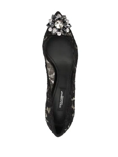Dolce & Gabbana Lace Rainbow Pumps With Brooch Detailing Shoes In Black