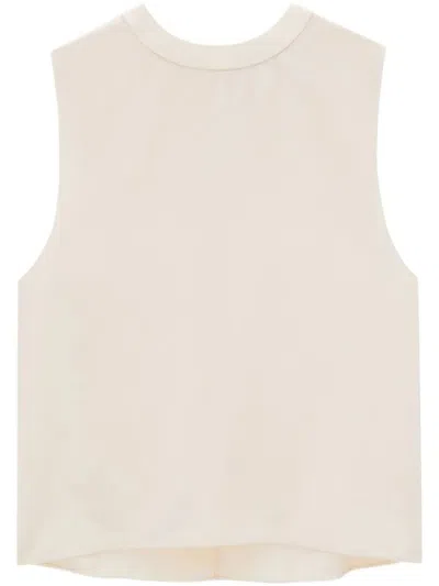 Saint Laurent Silk Top Clothing In Neutral