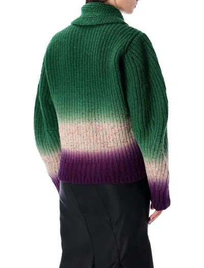 Sacai Multicolor Knitted Wool Bomber Cardigan In Multi