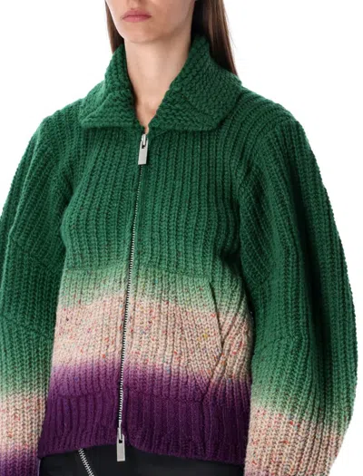 Sacai Multicolor Knitted Wool Bomber Cardigan In Multi