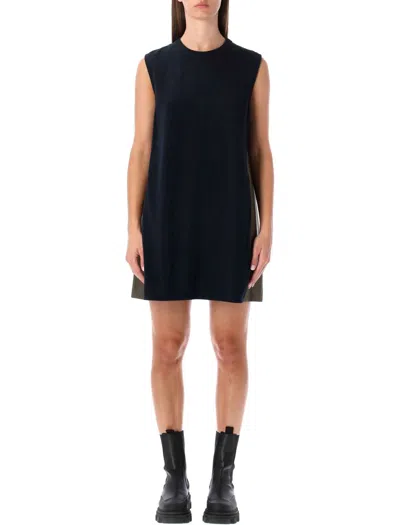 Sacai Short Dress With Contrasting Pleated Back In Black