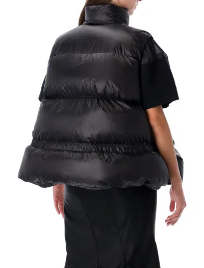 Sacai Black Technical Fabric Padded Vest With High Collar In Black