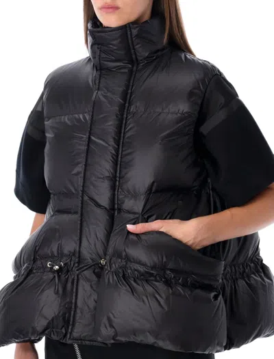 Sacai Black Technical Fabric Padded Vest With High Collar In Black