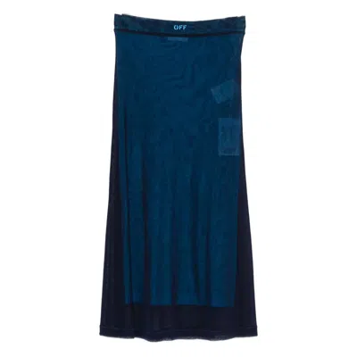 Off-white Mesh Midi Skirt In Blue