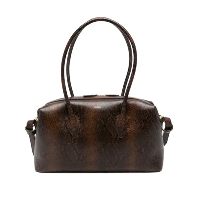 Yuzefi Brioche Leather Shoulder Bag In Brown