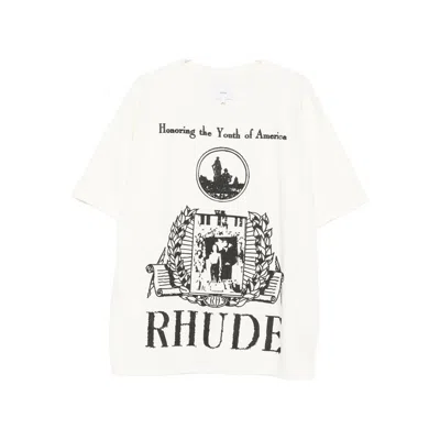 Rhude Relaxed Fit American Youth Graphic T-shirt In White