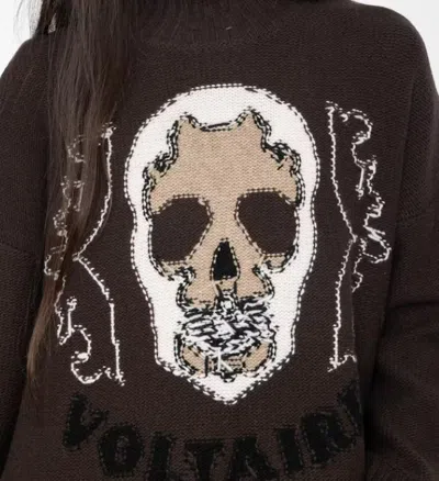 Zadig & Voltaire Bleeza Skull-embellished Turtleneck Sweater In Gray