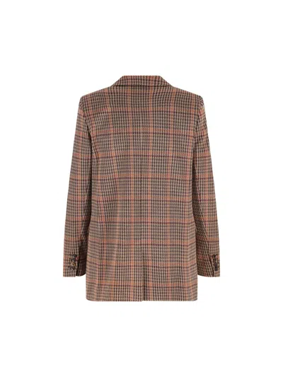 Max Mara Double-breasted Check Blazer In Brown