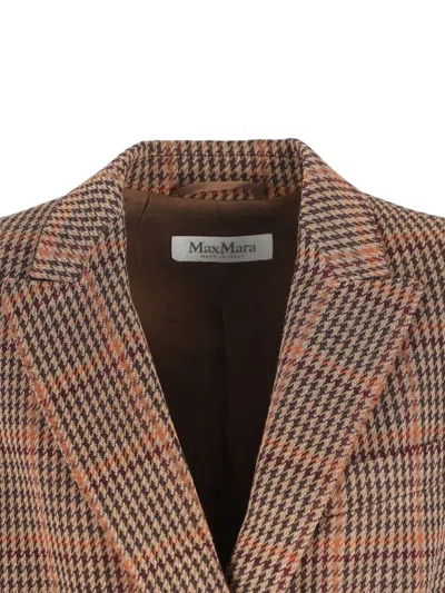 Max Mara Double-breasted Check Blazer In Brown