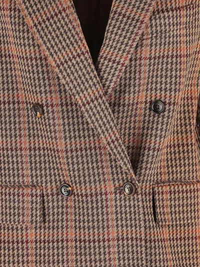 Max Mara Double-breasted Check Blazer In Brown