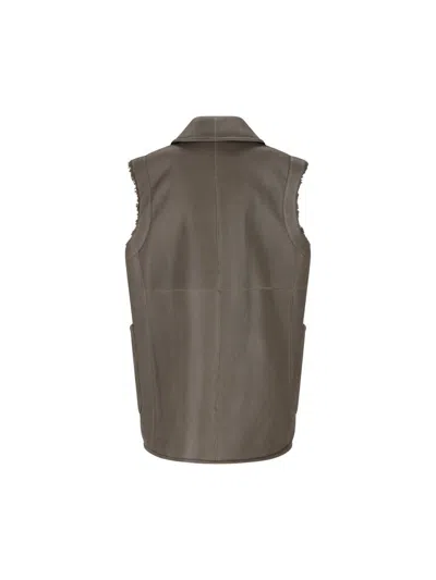 Max Mara Double-breasted Shearling Coat In Gray