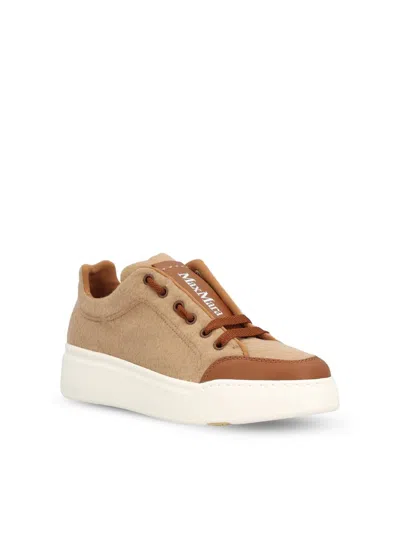 Max Mara Water-repellent Cashmere Sneakers In Brown