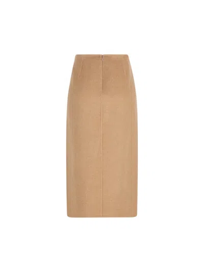 Max Mara Curzio Wool Pencil Skirt In Brown