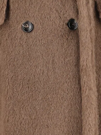 Max Mara Long Double-breasted Wool And Alpaca Vest In Brown
