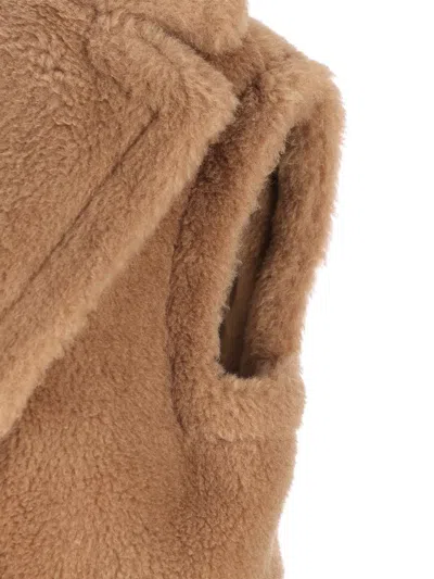 Max Mara Breda Camel And Silk Sleeveless Coat In Brown