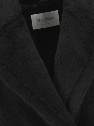 Max Mara Double-breasted Sleeveless Faux Fur Jacket In Black