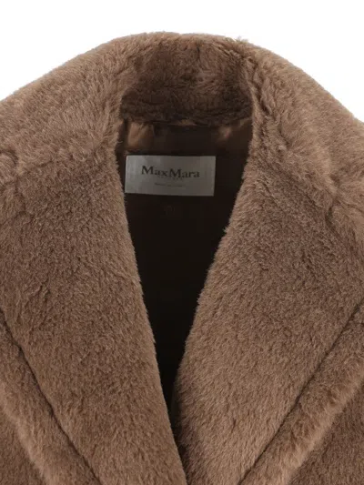Max Mara Teddy Fabric Oversized Vest In Brown