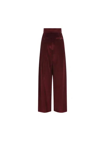 Max Mara Pleated Cotton-corduroy Wide-leg Pants In Burgundy