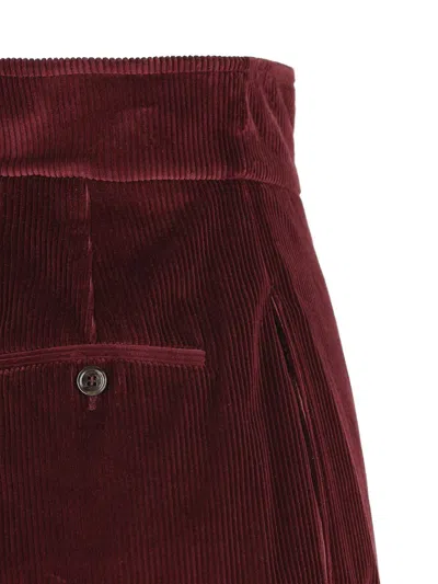 Max Mara Pleated Cotton-corduroy Wide-leg Pants In Burgundy