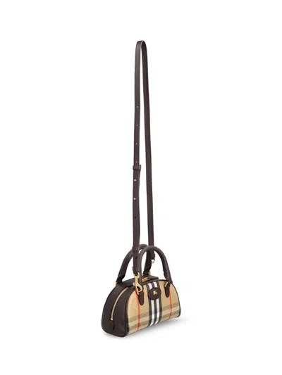 Burberry Check Coated Canvas Shoulder Bag In Sand