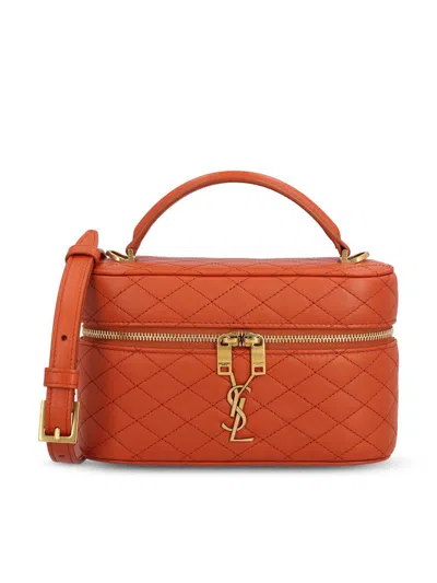 Saint Laurent Borsa Vanity Gaby In Pelle Di Agnello In Brown