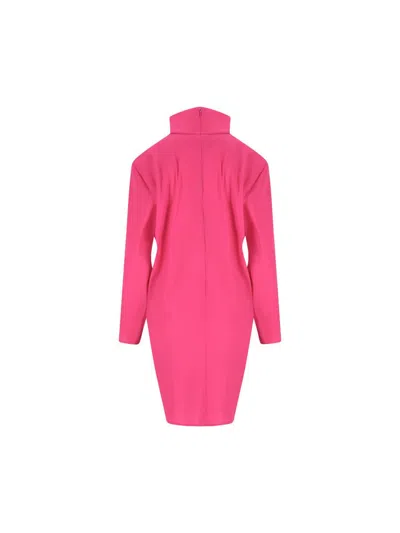 Saint Laurent High-neck Midi Dress In Pink