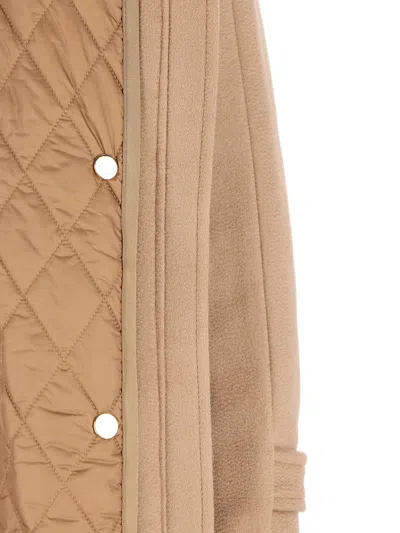 Max Mara Quilted Wool Coat In Neutral