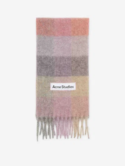 Acne Studios Womens Fuschia Lilac Pink Vally Checked Wool-blend Scarf In Multi