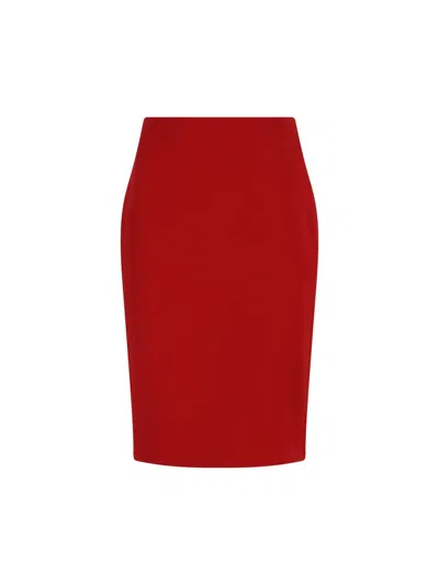 Saint Laurent Straight-hem Pencil Skirt In Red