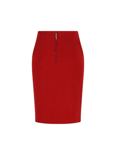 Saint Laurent Straight-hem Pencil Skirt In Red