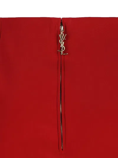 Saint Laurent Straight-hem Pencil Skirt In Red
