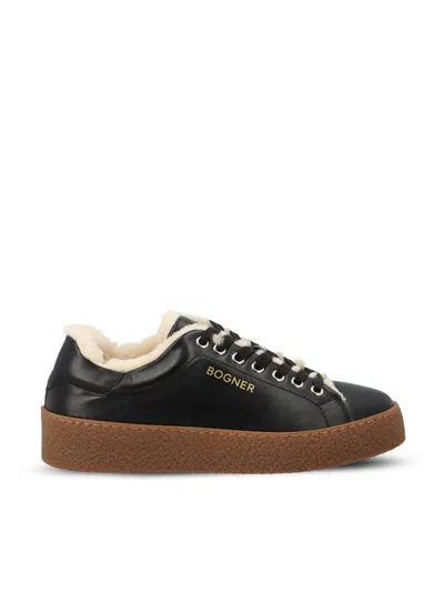Bogner Lucerne Shearling-lined Leather Sneakers In Black